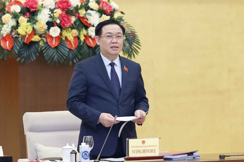 Chủ tịch Quốc hội Vương Đình Huệ phát biểu. (Ảnh: Doãn Tấn/TTXVN)