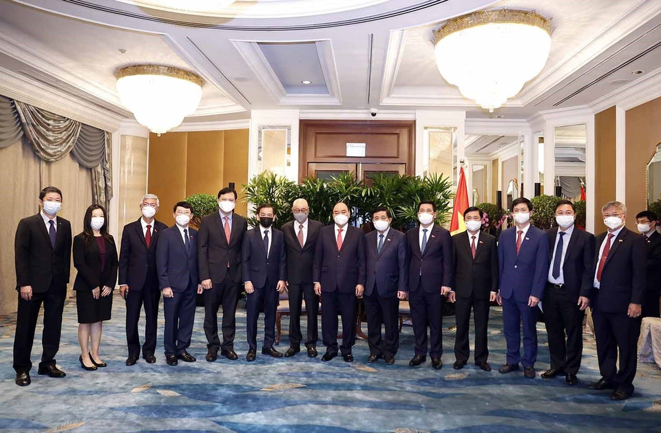 Chủ tịch nước Nguyễn Xuân Phúc tiếp ông Wong Kin Yin, Chủ tịch kiêm Tổng Giám đốc Tập đoàn Sembcorp. (Ảnh: Thống Nhất/TTXVN)