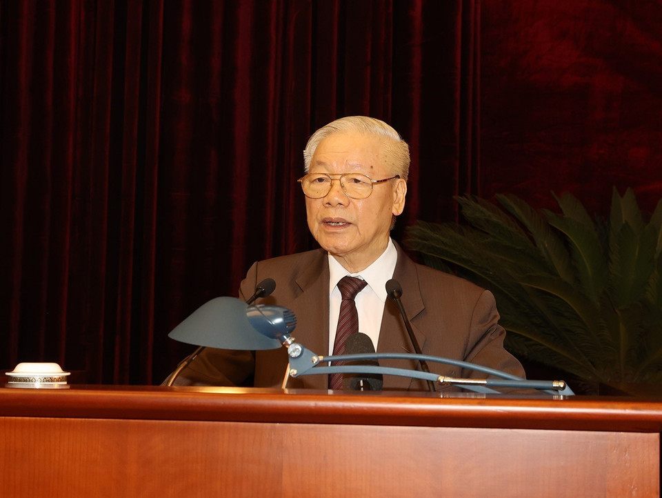 Tổng Bí thư Nguyễn Phú Trọng phát biểu chỉ đạo hội nghị. (Ảnh: Trí Dũng/TTXVN)