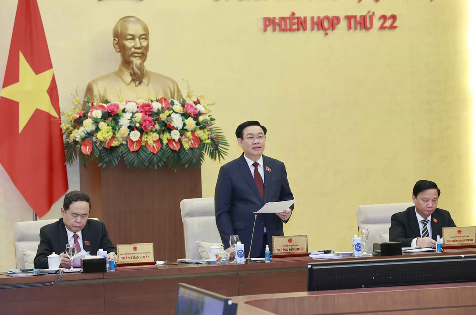 Ủy ban Thường vụ Quốc hội sẽ cho ý kiến về dự kiến Chương trình xây dựng luật, pháp lệnh năm 2024, điều chỉnh Chương trình xây dựng luật, pháp lệnh năm 2023; việc chuẩn bị Kỳ họp thứ 5 và tổng kết Kỳ họp bất thường lần thứ 4, Quốc hội khóa XV. (Ảnh: Doãn Tấn/TTXVN)