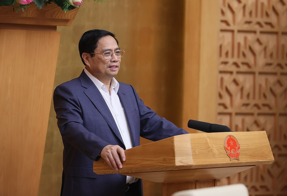 Thủ tướng Phạm Minh Chính phát biểu tại Phiên họp Chính phủ thường kỳ tháng Chín. (Ảnh: Dương Giang/TTXVN)