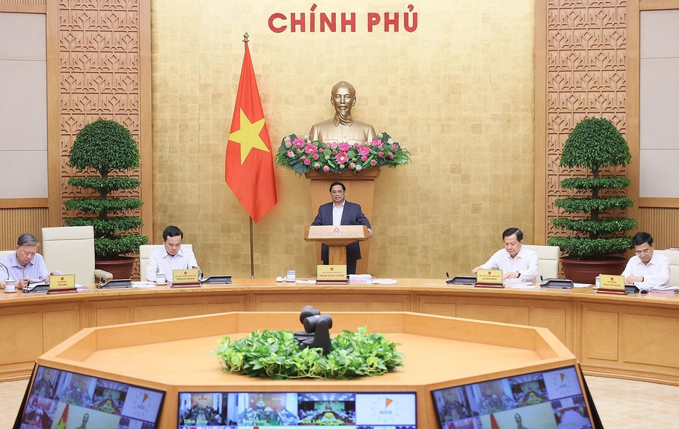 Thủ tướng Phạm Minh Chính chủ trì Phiên họp Chính phủ thường kỳ tháng Chín. (Ảnh: Dương Giang/TTXVN)