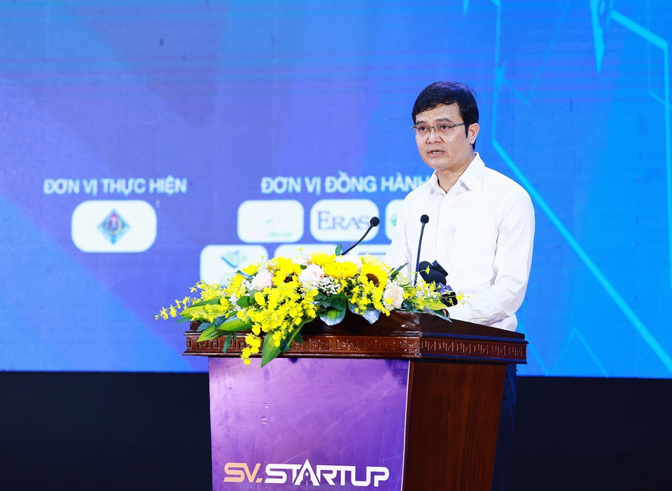 Bí thư thứ nhất Trung ương Đoàn Bùi Quang Huy phát biểu. (Ảnh: Dương Giang/TTXVN)