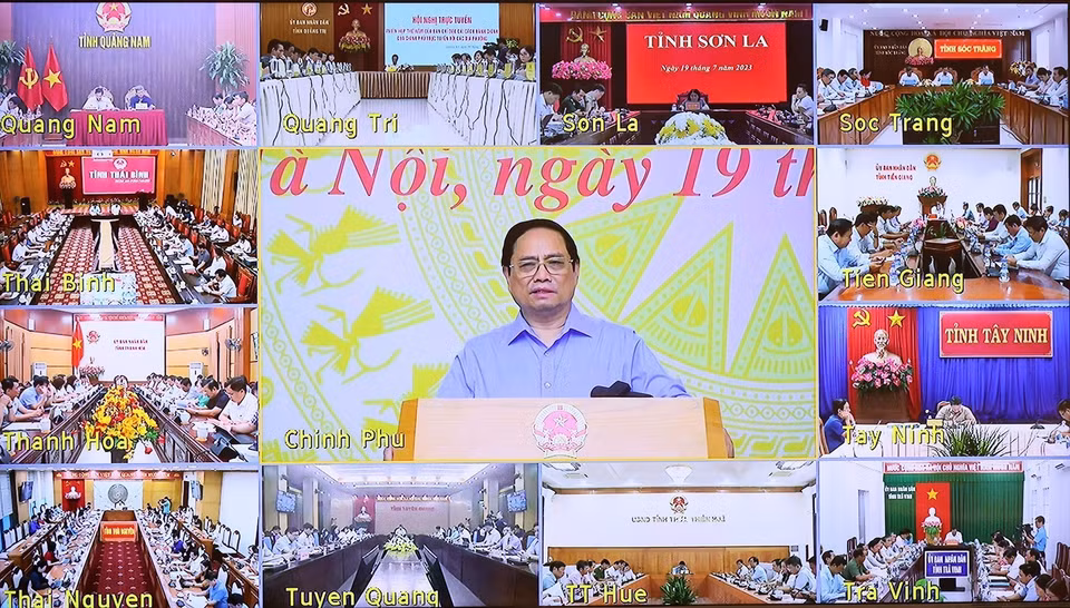 Phiên họp thứ năm Ban Chỉ đạo Cải cách Hành chính của Chính phủ trực tuyến đến các địa phương. (Ảnh: Dương Giang/TTXVN)