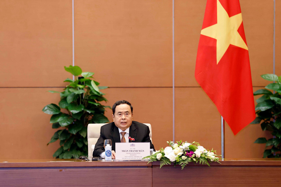 Chủ tịch Quốc hội Trần Thanh Mẫn phát biểu. (Ảnh: Doãn Tấn/TTXVN)