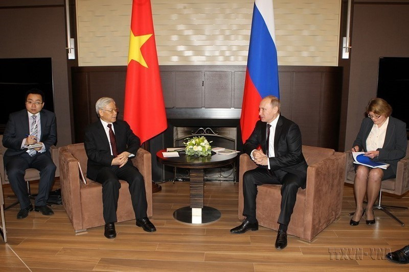 Tổng Bí thư Nguyễn Phú Trọng hội đàm với Tổng thống Nga Vladimir Putin, ngày 25/11/2014, tại Sochi. (Ảnh: Trí Dũng/TTXVN)
