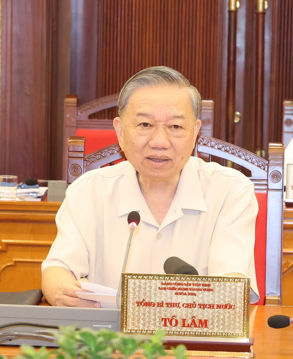 Tổng Bí thư, Chủ tịch nước Tô Lâm phát biểu kết luận. (Ảnh: Trí Dũng/TTXVN)