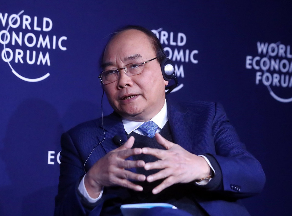 Thủ tướng Nguyễn Xuân Phúc tại buổi đối thoại. (Ảnh: Thống Nhất/TTXVN)