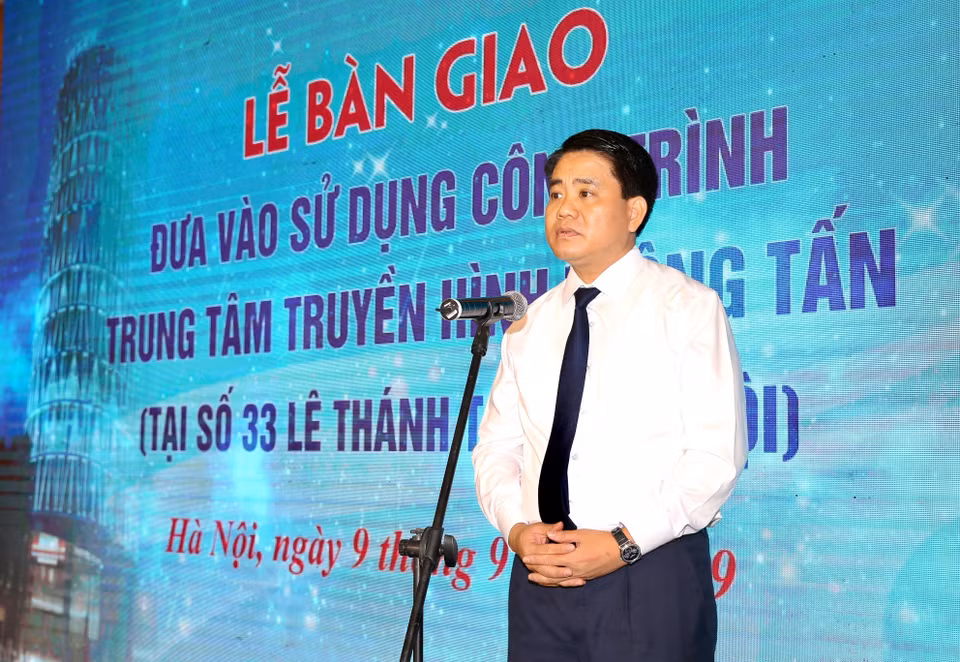 Chủ tịch Ủy ban Nhân dân thành phố Hà Nội Nguyễn Đức Chung phát biểu. (Ảnh: Dương Giang/TTXVN)