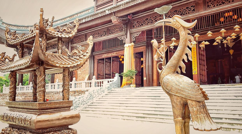 Ngôi chùa Tam Chúc ngày nay được xây dựng lại trên nền ngôi chùa cổ tương truyền có niên đại gần 1.000 năm. (Ảnh: Xuân Mai/Vietnam+)