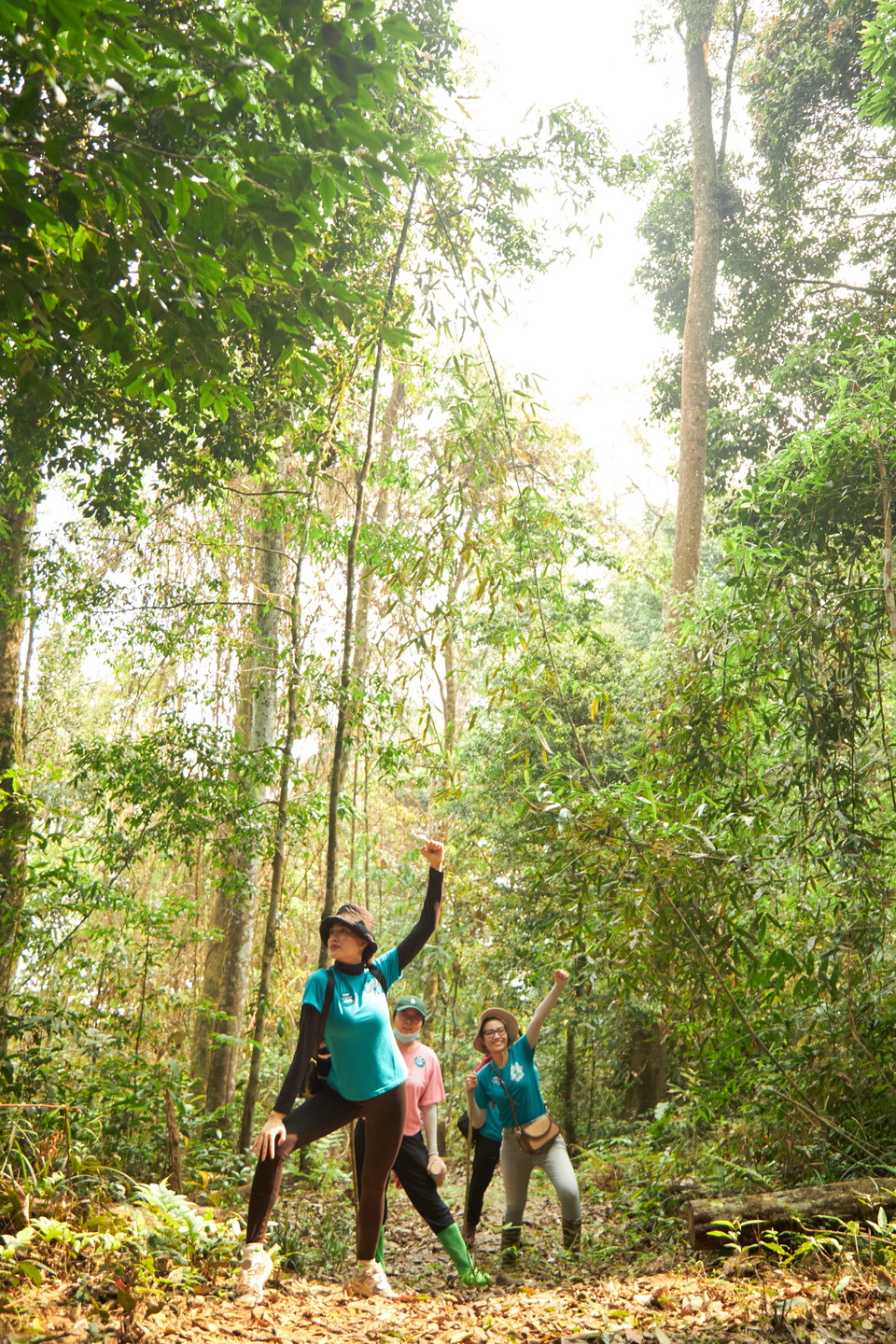Không còn là những hoa hậu, á hậu, ba chị em H'Hen Niê, Lệ Hằng, Thủy Tiên trở thành những ‘phượt thủ’ chính hiệu, khám phá mọi ngóc ngách tuyệt đẹp tại Khu bảo tồn thiên nhiên Xuân Liên. (Ảnh: CTV/Vietnam+)