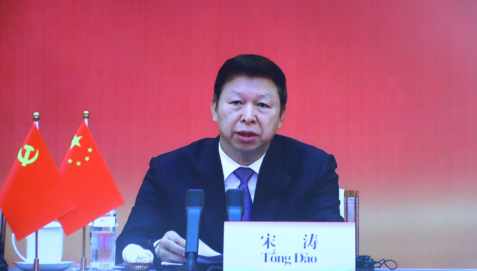 Ông Tống Đào, Ủy viên Trung ương Đảng, Trưởng Ban Liên lạc Đối ngoại Trung ương Đảng Cộng sản Trung Quốc, phát biểu. (Ảnh: Nguyễn Điệp/TTXVN)