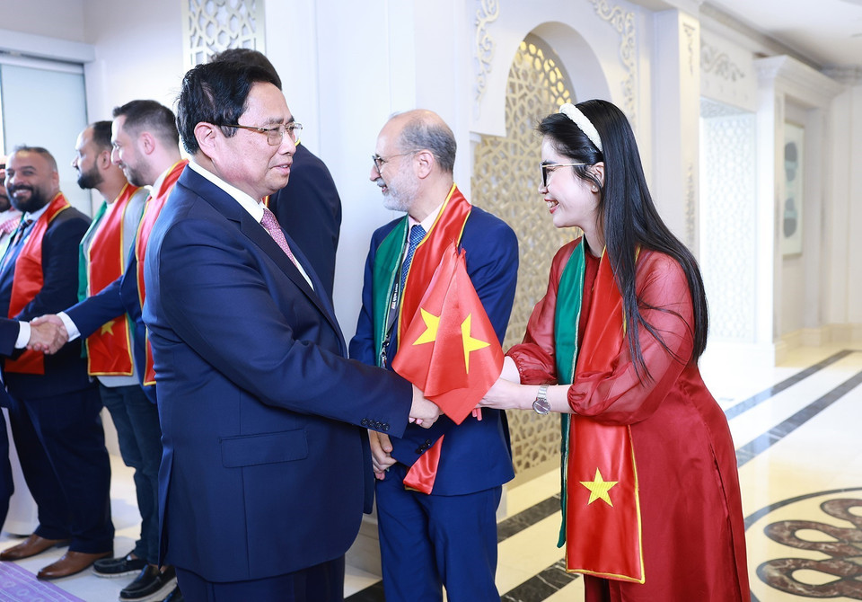 Thủ tướng Phạm Minh Chính đến dự Lễ khai trương Văn phòng của FPT tại Riyadh, Saudi Arabia. (Ảnh: Dương Giang/TTXVN)