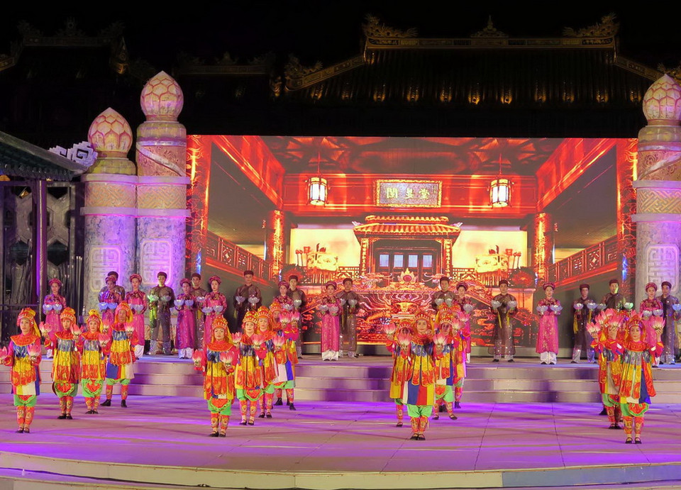 Một tiết mục biểu diễn trong lễ khai mạc. (Ảnh: Quốc Việt/Vietnam+)