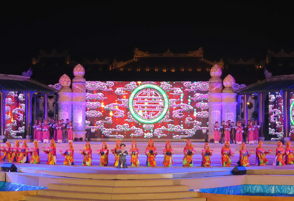 Một tiết mục biểu diễn trong lễ khai mạc. (Ảnh: Quốc Việt/Vietnam+)