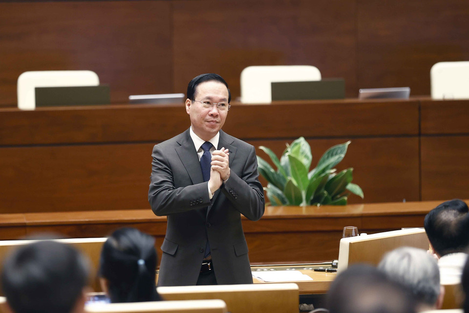 Chủ tịch nước Võ Văn Thưởng dự hội nghị. (Ảnh: Doãn Tấn/TTXVN)