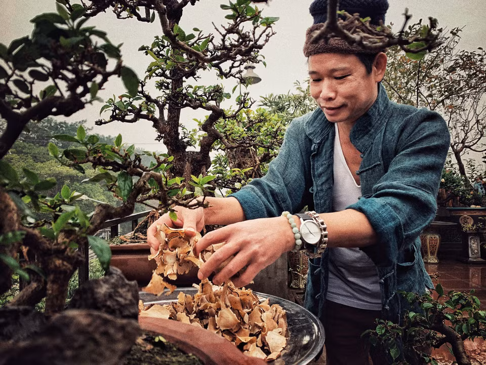 Tự làm mọi thứ đủ cho thấy sự cầu kỳ và kỹ lưỡng của nghệ nhân Trần Tước. (Ảnh: Xuân Mai/Vietnam+)