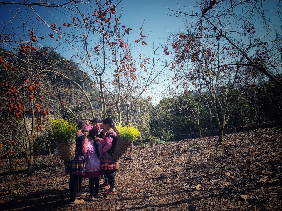 Những đứa trẻ với trang phục truyền thống đã góp phần lớn giữ gìn bản sắc Tây Bắc trong mắt du khách. (Ảnh: Xuân Mai/Vietnam+)