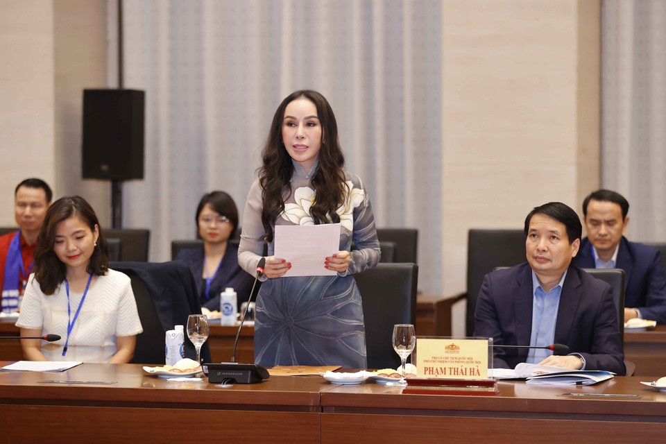 Bà Lê Nữ Thùy Dương, lãnh đạo Golf Long Thành, phát biểu tại buổi gặp mặt. (Ảnh: Doãn Tấn/TTXVN)