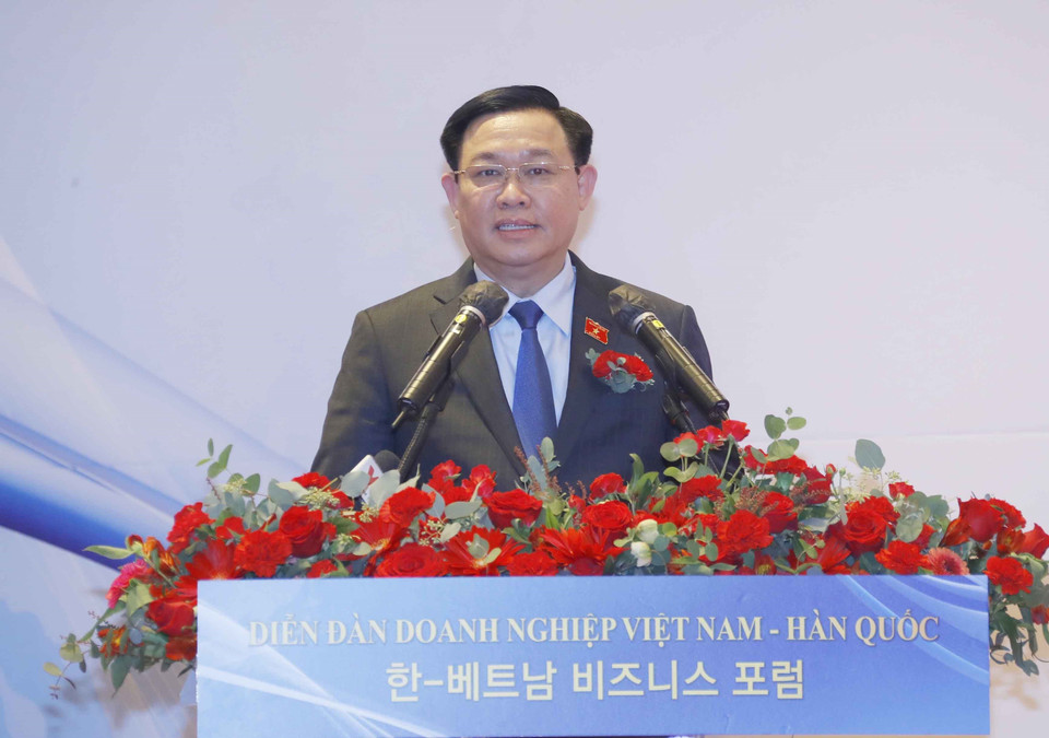 Chủ tịch Quốc hội Vương Đình Huệ phát biểu. (Ảnh: Doãn Tấn/TTXVN)