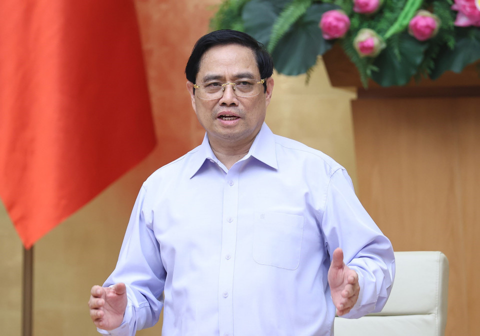 Thủ tướng Phạm Minh Chính chủ trì cuộc họp. (Ảnh: Dương Giang/TTXVN)