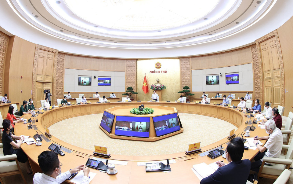 Quang cảnh cuộc họp tại Trụ sở Chính phủ. (Ảnh: Dương Giang/TTXVN)