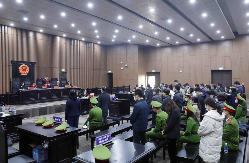 Quang cảnh buổi tuyên án. (Ảnh: Phạm Kiên/TTXVN)