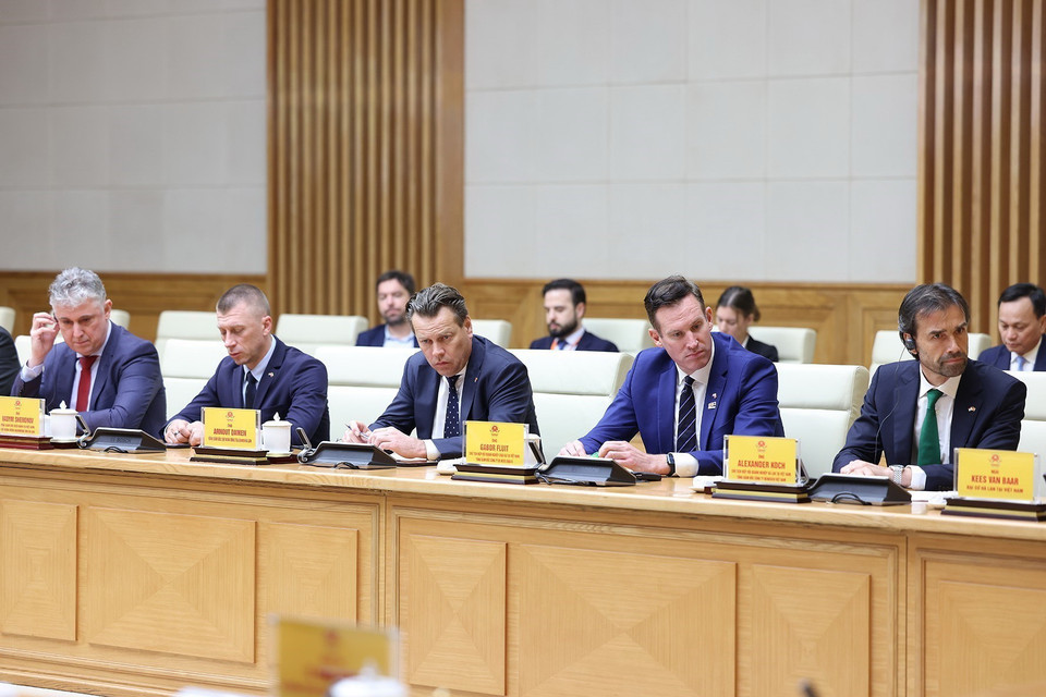 Đại diện các doanh nghiệp Hà Lan tham dự buổi tiếp. (Ảnh: Dương Giang/TTXVN)