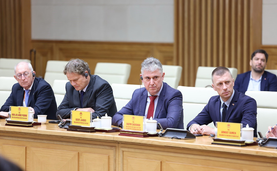 Đại diện các doanh nghiệp Hà Lan tham dự buổi tiếp. (Ảnh: Dương Giang/TTXVN)