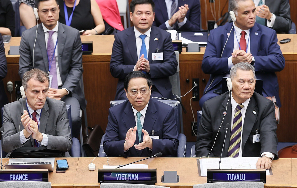 Thủ tướng Phạm Minh Chính dự Hội nghị Thượng đỉnh Tham vọng Khí hậu của Liên hợp quốc. (Ảnh: Dương Giang/TTXVN)