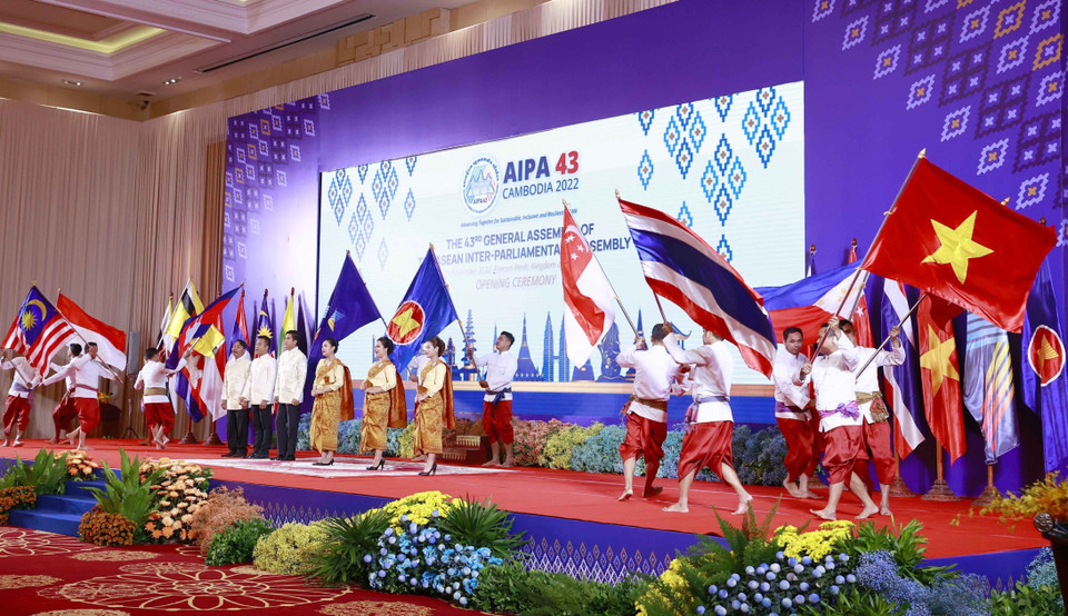 Chương trình nghệ thuật chào mừng Lễ khai mạc AIPA-43.(Ảnh: Doãn Tấn/TTXVN)