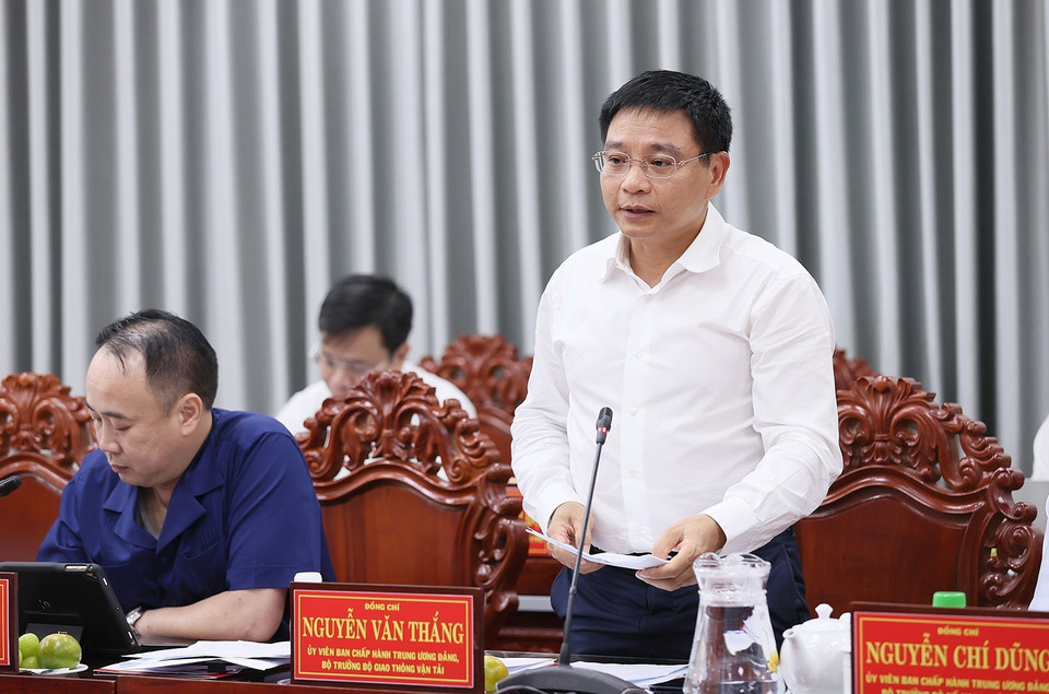 Bộ trưởng Bộ Giao thông Vận tải Nguyễn Văn Thắng phát biểu. (Ảnh: Dương Giang/TTXVN)