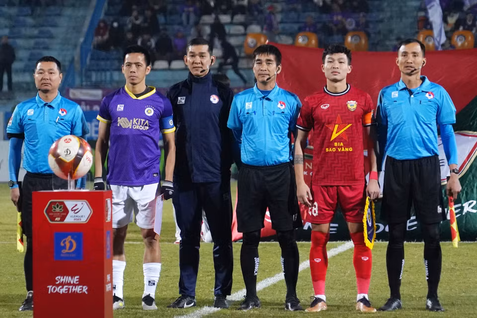 Tối 22/12, Hà Nội FC tiếp đón đội khách Hồng Lĩnh Hà Tĩnh trong trận đấu thuộc vòng 7 V-League 2023/24. (Ảnh: Việt Anh/Vietnam+)