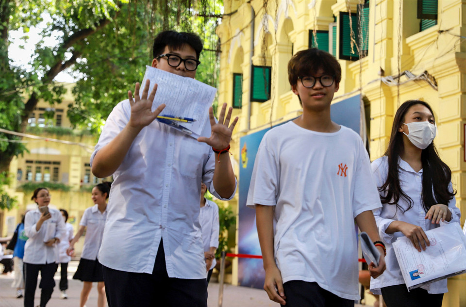 Nhiều thí sinh tự tin giành điểm cao ở bài thi môn Ngoại ngữ. (Ảnh: PV/Vietnam+)