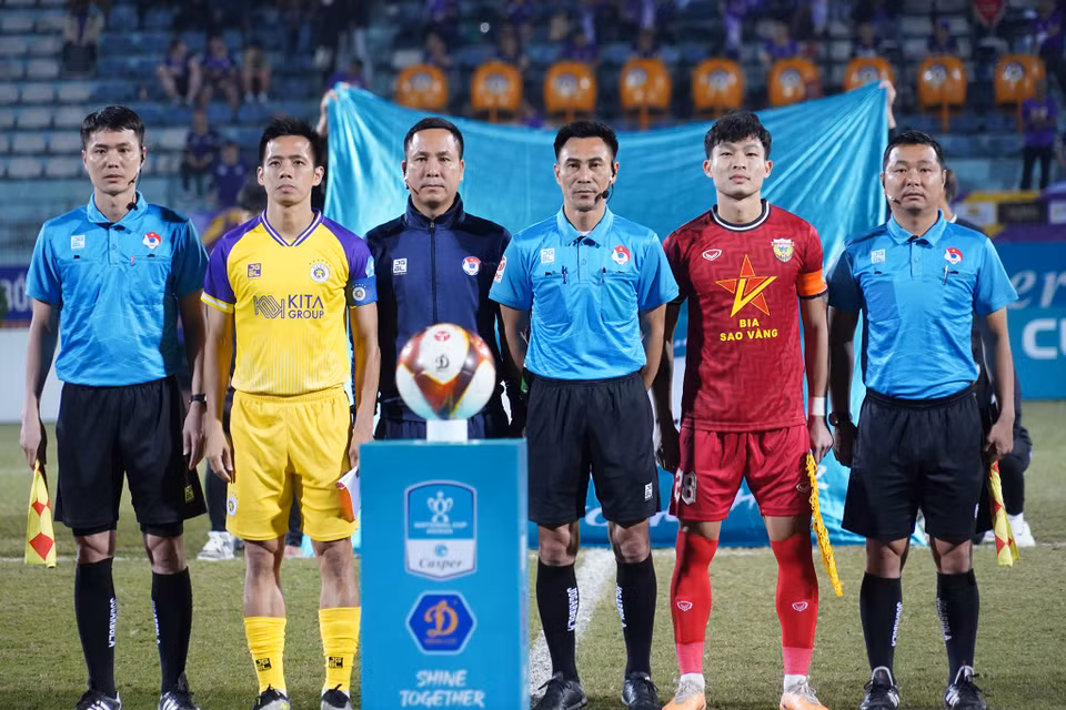 Tối 12/3, Hà Nội FC tiếp đón Hồng Lĩnh Hà Tĩnh trên sân nhà Hàng Đẫy ở trận đấu thuộc khuôn khổ Vòng 1/8 Cúp Quốc gia 2023/24. (Ảnh: Việt Anh/Vietnam+)