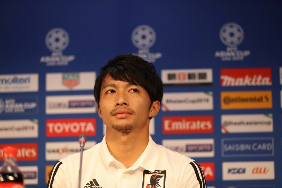 Tiền vệ Gaku Shibasaki của Nhật Bản tại họp báo trước trận đấu với Việt Nam. (Ảnh: Hoàng Linh/Vietnam+)