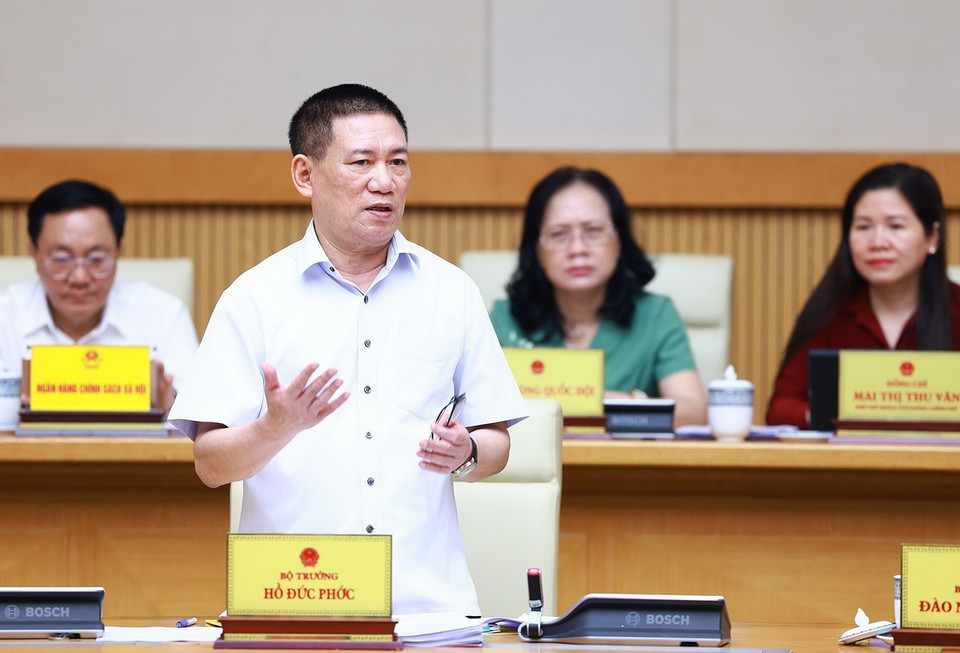 Bộ trưởng Bộ Tài chính Hồ Đức Phớc phát biểu. (Ảnh: Dương Giang/TTXVN)