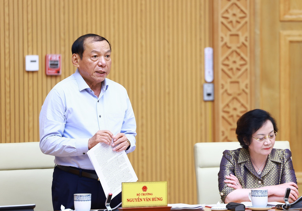 Bộ trưởng Bộ Văn hóa, Thể thao và Du lịch Nguyễn Văn Hùng phát biểu. (Ảnh: Dương Giang/TTXVN)