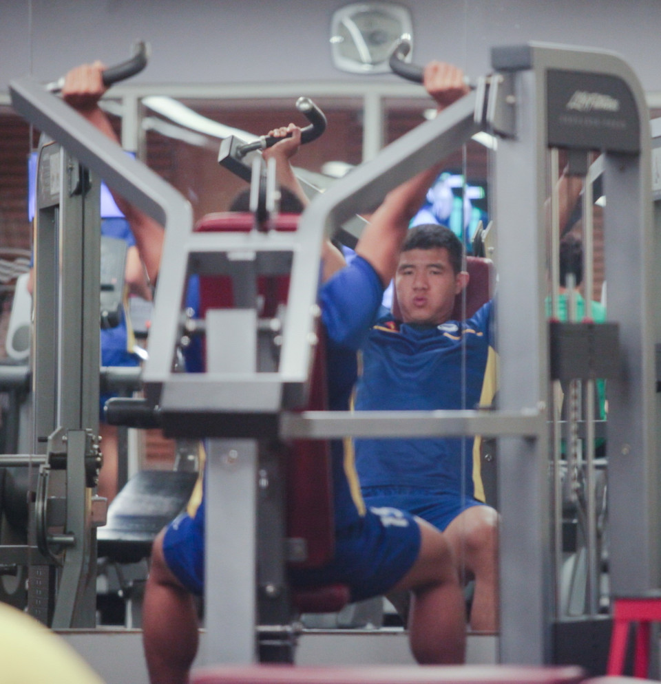 Tiền đạo Đức Chinh tập luyện. (Ảnh: Hoàng Linh/TTXVN)