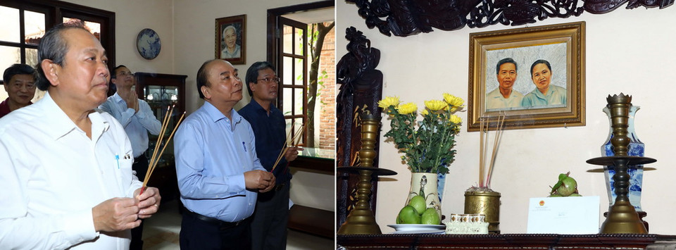  Thủ tướng Nguyễn Xuân Phúc đến thắp hương tưởng niệm Chủ tịch Hội đồng Bộ trưởng Phạm Hùng. (Ảnh: Thống Nhất/TTXVN)