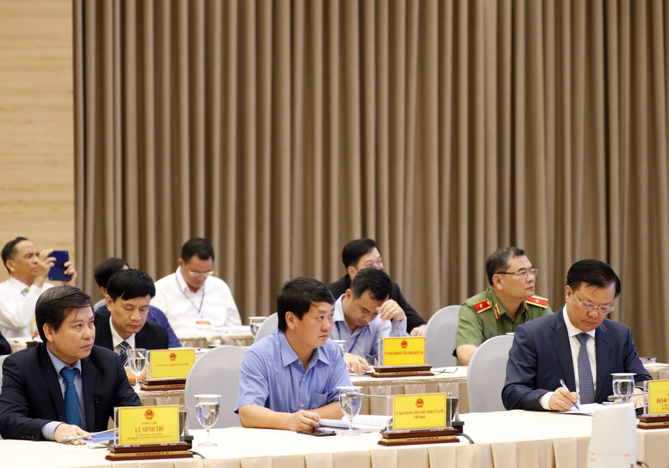 Các đại biểu tham dự hội nghị tại điểm cầu Hà Nội. (Ảnh: Thống Nhất/TTXVN)