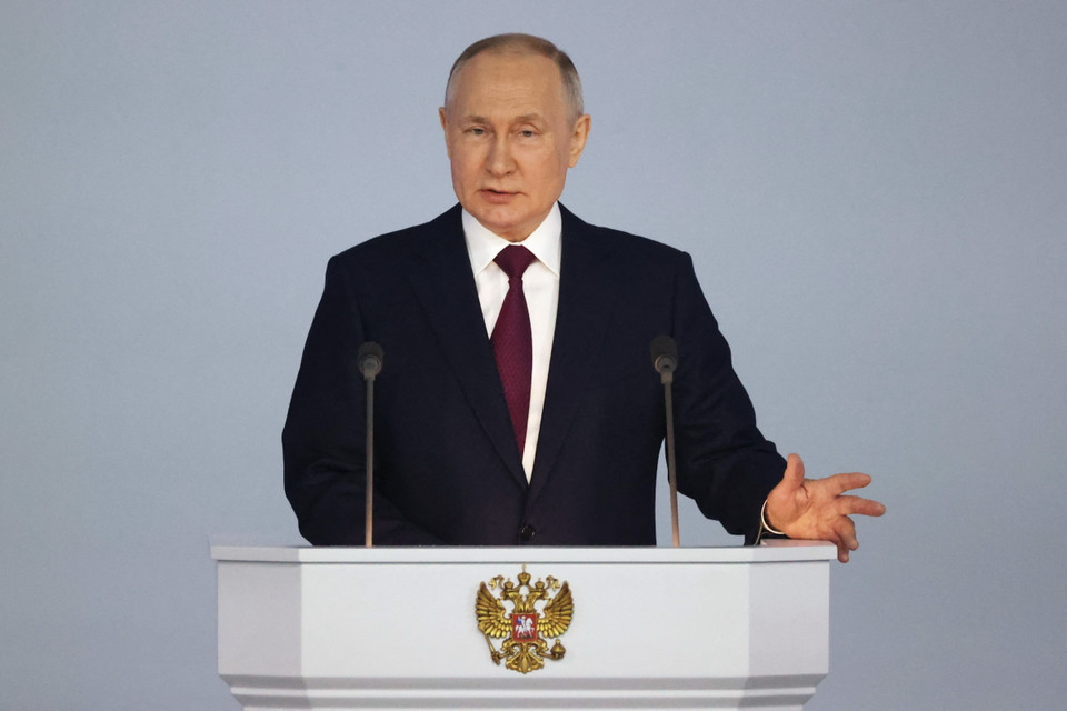 Tổng thống Nga Vladimir Putin trình bày Thông điệp liên bang trước Quốc hội nước này. (Ảnh: AFP/TTXVN)