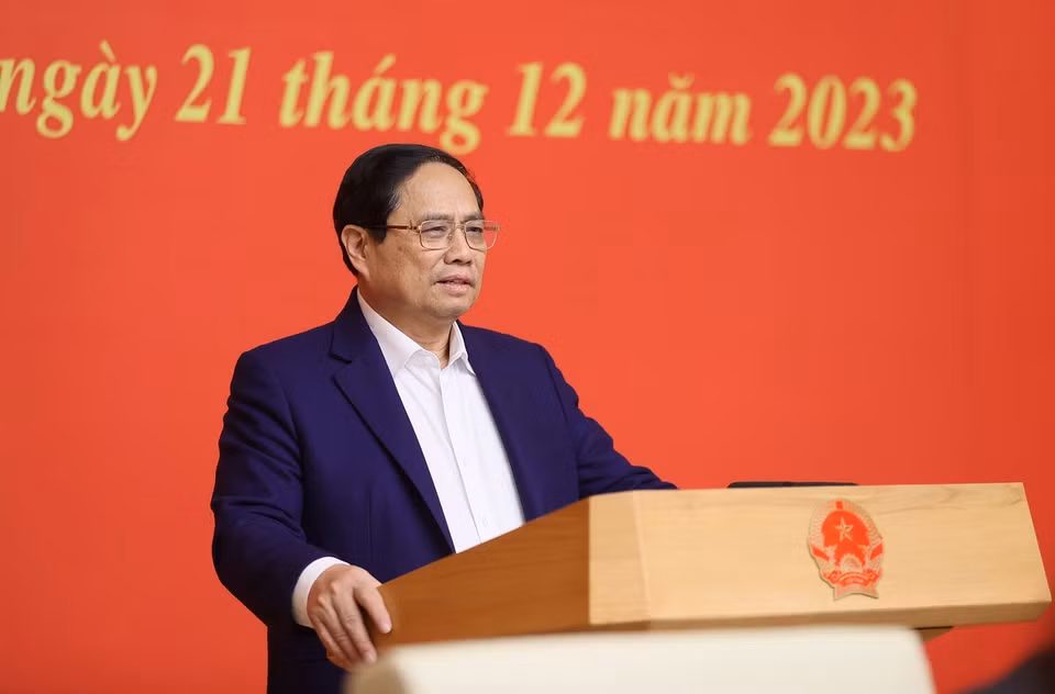 Thủ tướng Phạm Minh Chính nêu rõ Đề án 06 là Đề án có sự chỉ đạo và thực hiện quyết liệt với quyết tâm cao, bởi Chuyển đổi Số là công việc rất khó khăn, chưa có tiền lệ, nếu không có quyết tâm chính trị cao, hành động quyết liệt thì khó có thể đạt được kết quả. (Ảnh: Dương Giang/TTXVN)