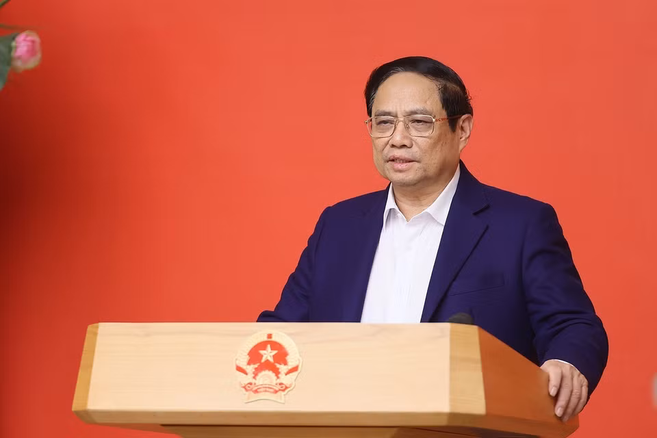 Thủ tướng Phạm Minh Chính chủ trì Hội nghị đánh giá tình hình 2 năm triển khai thực hiện Đề án 06. (Ảnh: Dương Giang/TTXVN)