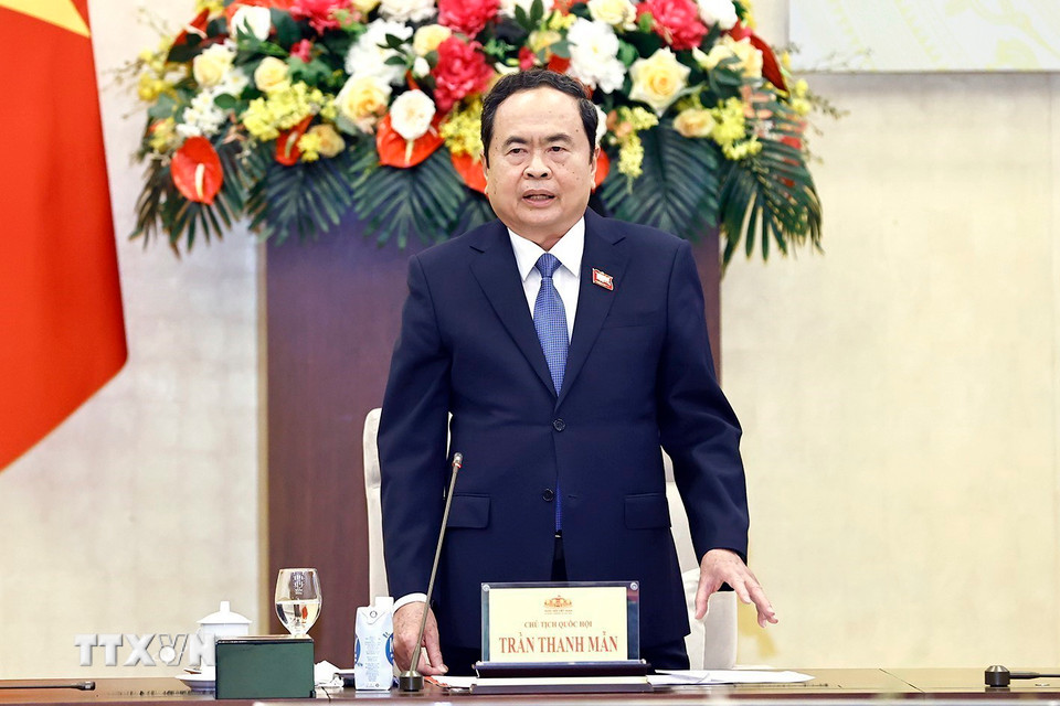 Chủ tịch Quốc hội Trần Thanh Mẫn phát biểu. (Ảnh: Doãn Tấn/TTXVN)