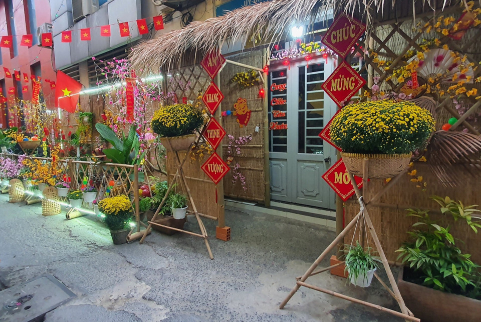 Nhiều không gian chụp ảnh cho người dân tại hẻm 89 Hàm Nghi (Quận 1). (Ảnh: Thu Hương/TTXVN)