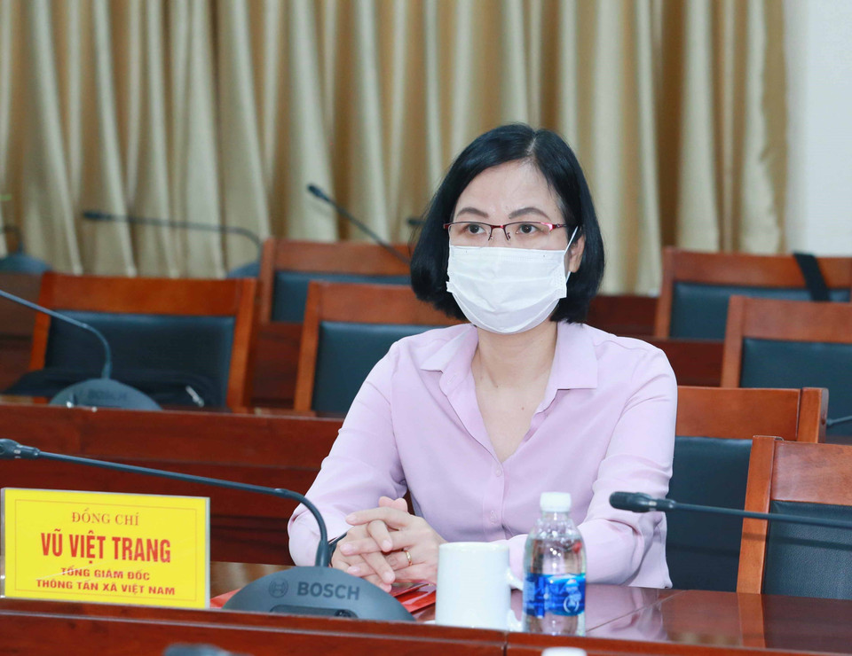 Bà Vũ Việt Trang, Tổng Giám đốc Thông tấn xã Việt Nam dự lễ khai trương. (Ảnh: Phương Hoa/TTXVN)