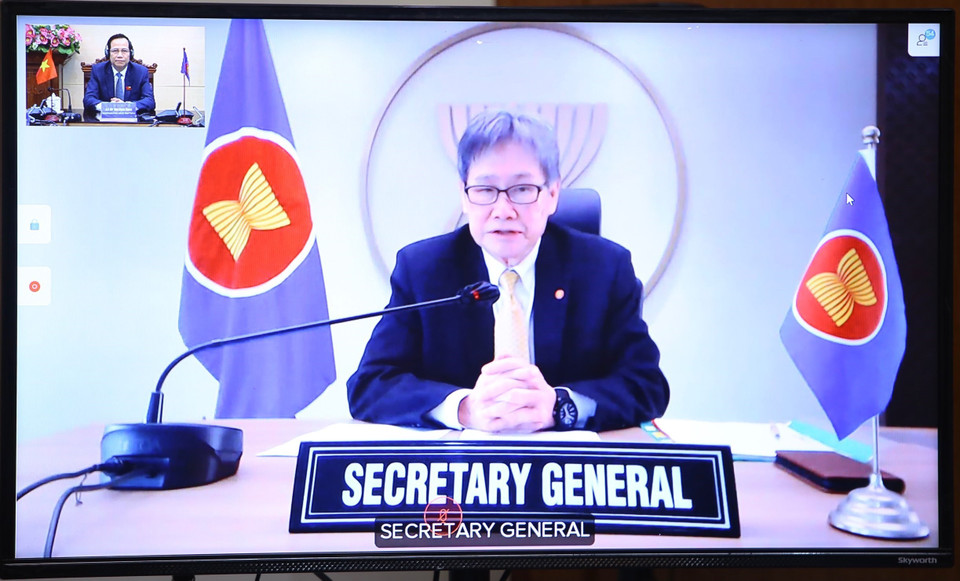 Tổng Thư ký ASEAN Lim Jock Hoi phát biểu. (Ảnh: Hoàng Hiếu/TTXVN)