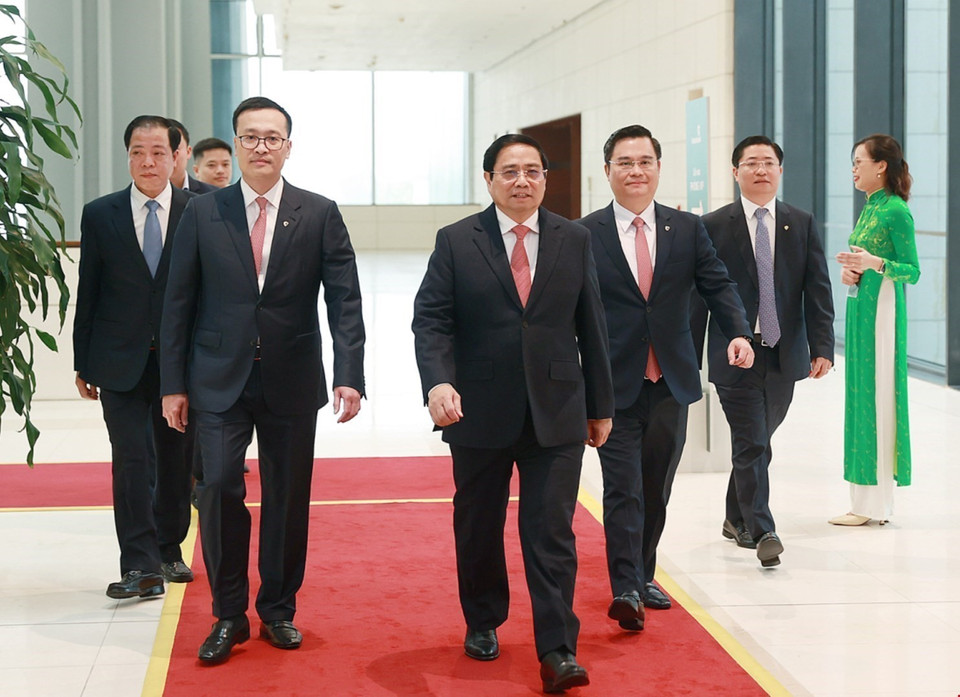 Thủ tướng Phạm Minh Chính đến dự lễ kỷ niệm. (Ảnh: Dương Giang/TTXVN)