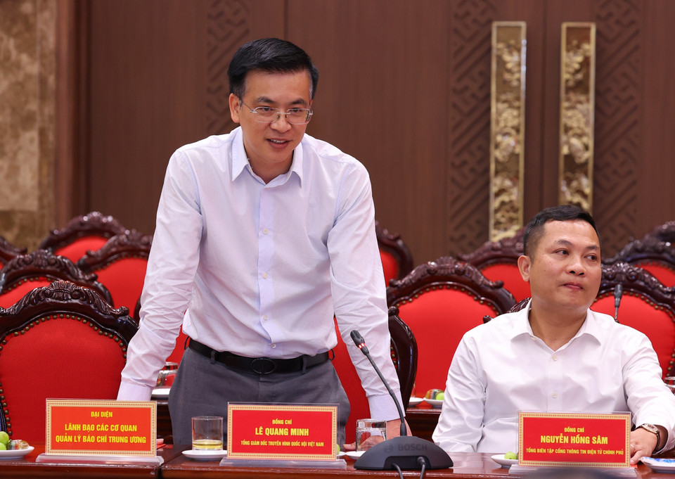 Tổng Giám đốc Truyền hình Quốc hội Lê Quang Minh phát biểu. (Ảnh: Văn Điệp/TTXVN)